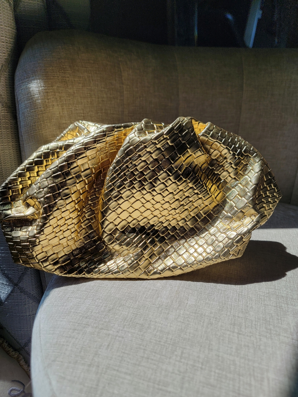 Gold Textured Evening Clutch Bag